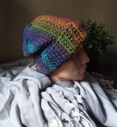 Szydełkowa Ciepła Czapka Handmade Batik Wielobarwna