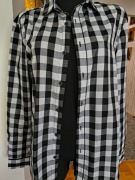 Koszula męska biało czarna krata