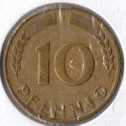 NIEMCY 10 pfennig 1949 J, KM# 103, VF