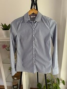 Taliowana bawełniana koszula w niebieskie paski S 36 72% cotton