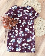 bordowa burgundowa wiśniowa kwiecista sukienka tunika w kwiaty 38M