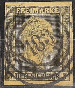 Prusy Mi 4b, 3Sgr, znaczek stemplowany, NS 183 BRESLAU