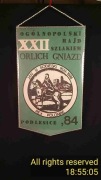 Proporczyk NIEUŻYWANY - 1984 PTTK  PKP XXII Rajd szlakiem orlich gniazd 