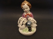 Steatyt Katowice, Buksowicz, dziewczynka z królikami, porcelana Prl