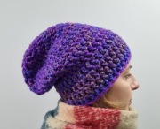 Czapka Smerfetka fioletowa handmade kolorowa