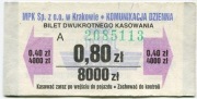 Bilet MPK Kraków - 0,80zł / 8000zł - reklama