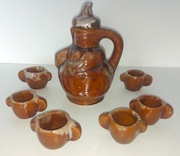 Karafka Dzbanek + 6x kieliszek ceramika "Lajkonik" Spółdzielnia Reflex