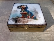 Szkatułka drewno jamnik pies WYPRZEDAŻ