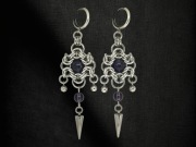 Gothic ametystowe kolczyki z kolcami | stal chirurgiczna 8 cm