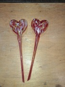 kolorowy czerowny szklany nawadniacz do kwiatów, doniczki serce- ozdoba