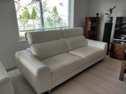 Skórzana sofa biała skóra naturalna