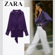 BLUZKA Z TKANINY STAYNOWEJ Z WIĄZANIEM ZARA L