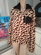 XXL beżowa bluza polarowa z golfem polar w panterkę panterka golf leopard