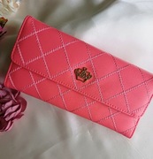 Damski portfel ze skóry naturalnej- Różowy 