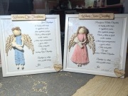 Ramka anioł stróż pamiątka prezent dekoracja podziękowanie dla chrzestnych 