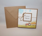 Kartka urodziny imieniny dla rolnika traktor wieś Handmade