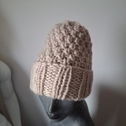 Czapka beanie, handmade, wełna, alpaka