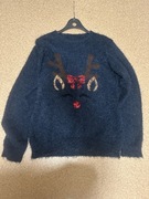 Używany Sweter damski świąteczny granatowy renifer 40 L