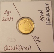 1 grosz 2007 r.  destrukt..... ODWROTKA z woreczka