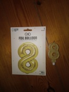 Zestaw balon cyfra 8 100cm plus  świeczka Złoty