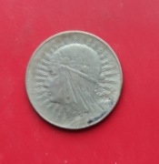 5 ZŁOTYCH GŁOWA KOBIETY 1934 rok - srebro AG oryginał RZADSZA  N1