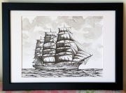 Rysunek Dar Pomorza 21x30/17,6x23,2 Stan nowy Ręcznie wykonany 