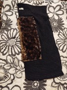 Czarny szal komin że sztucznym futerkiem Scarf