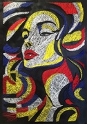 String Art Kobieta kubizm z Nici 70*100 
