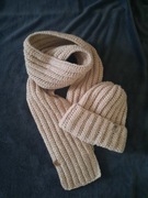 Czapka i szal z wełny i alpaki rękodzieło, handmade