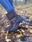 Nowe jesienne brązowe botki gorzka czekolada z nutą bordo 38