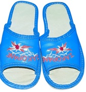 Niebieskie Skórzane Kapcie Zakopane 31 (wkładka 20 cm)