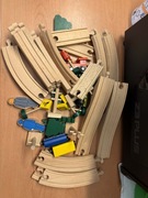 Drewniana kolejka, tory drewniane z akcesoriami (Elefun/PEKRA) komplet