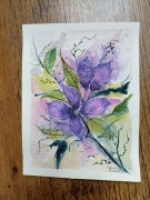 Akwarela z abstrakcyjnym kwiatem 14.7 na19.5 cm oryginał, nie wydruk
