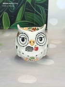 Lampion ceramiczny sowa niska unikat ceramika Bolesławiec