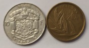 Monety Belgia 10 Franków 1969 r. i 20 Franków 1981 r.