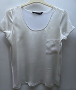 Jedwabny biały T-shirt Zara r.S