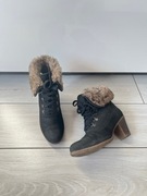 Ocieplane botki na niskim obcasie z futerkiem