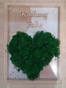 Dzień Babci i Dziadka Prezent z mchu serce w ramce