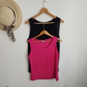 Zestaw 2 podkoszulek damskich – COS granat + NEXT różowa – bawełna, komfort