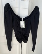 Bluzka z gorsetem czarna marszczona vintage gotycka XS nowa