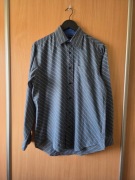 Tommy Hilfiger Koszula Męska S Slim Fit Szara Niebieskie Paski Vintage