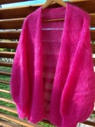 Moherowy kardigan, jedwab, chmurka ręcznie dziergany