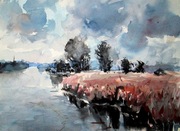 Pochmurny  dzień -  akwarela 32x24 cm 