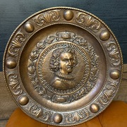 Stara PŁASKORZEŹBA MIEDZIANA RELIEF PETER  MIEDŹ patera