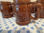 Kufle do piwa z czasów PRL lata 70 te 6 sztuk vintage kolekcja brązowe 