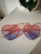 Urocze brokatowe okularki w kształcie serca