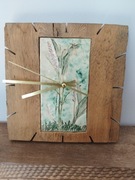 Zegar rustykalny z ceramiką rękodzieło 