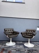 Para foteli skórzanych Space Age Tulip Chair vintage retro prl loft