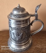 Piękny kolekcjonerski cynowy kufel myśliwski Bawaria Prezent dla myśliwego 