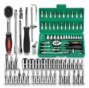 Zestaw bitów i nasadek 46 el. 1/4" grzechotka + przedłużka S2 Cr-V